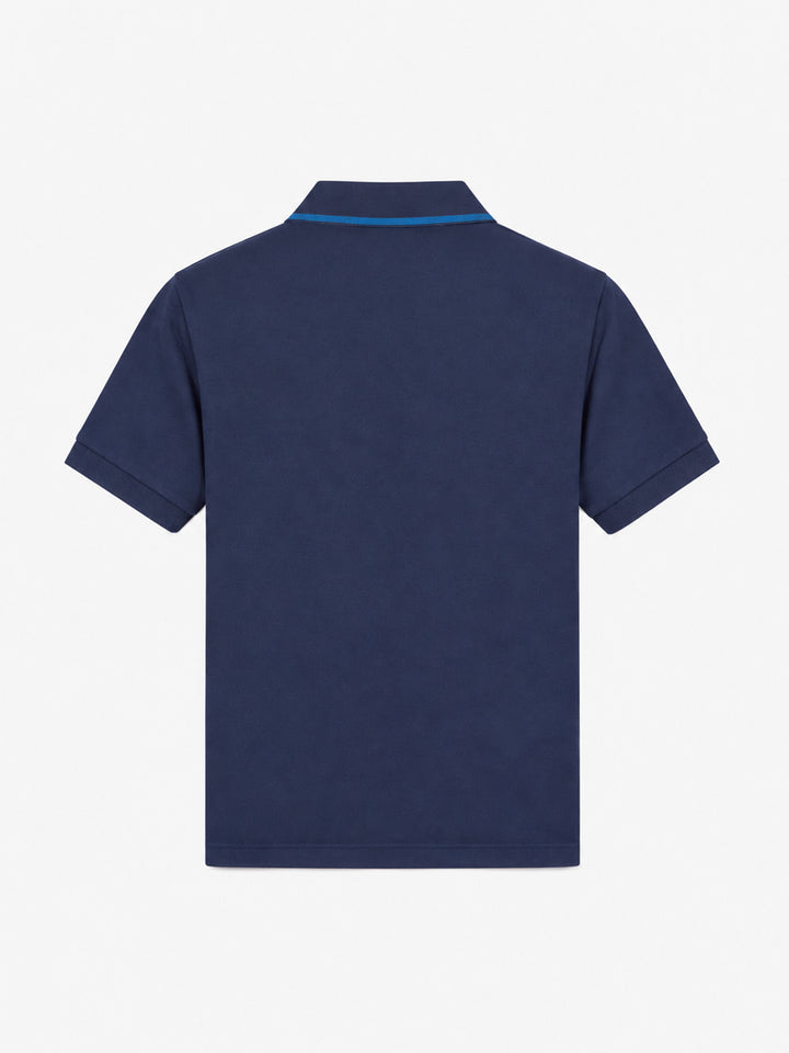 Polo de piqué de algodón azul para niño 