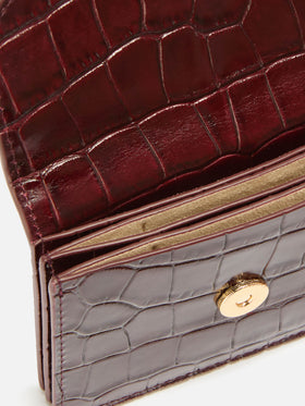 Portacarte bordeaux in pelle con stampa cocco