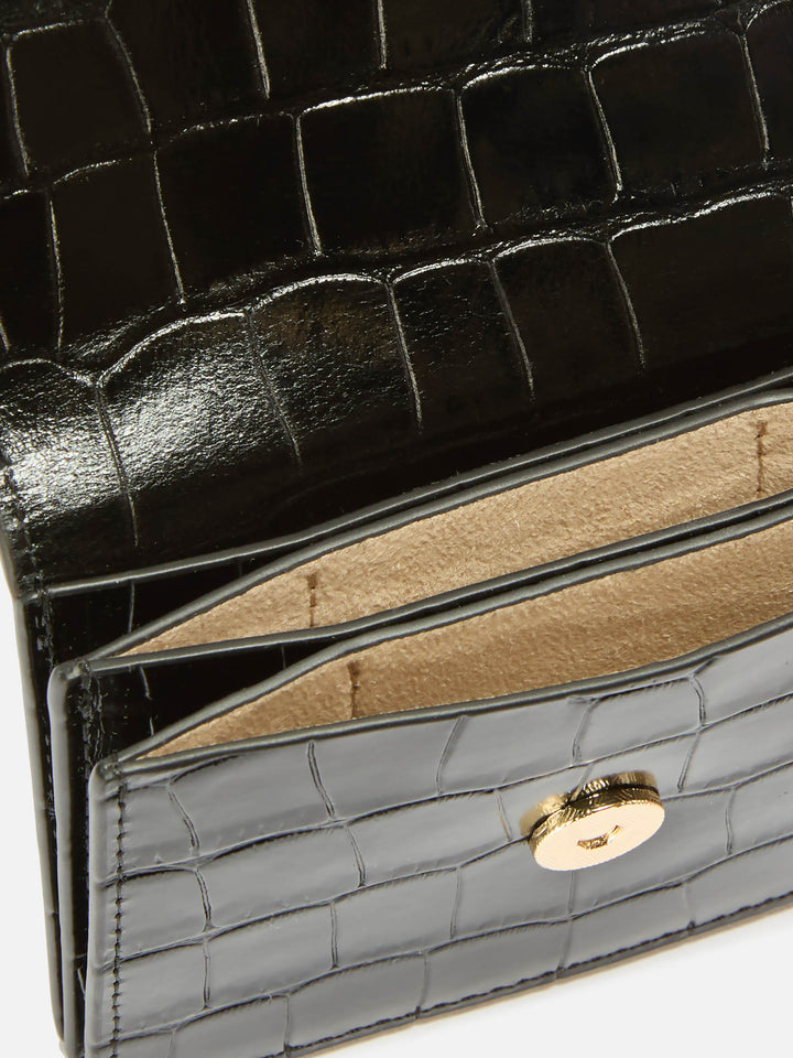 Portacarte Card Holder in pelle stampa cocco nero