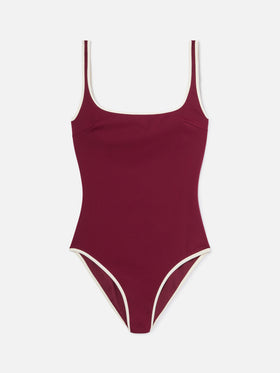 Cassandra String one-piece swimsuit in burgundy with contrast details