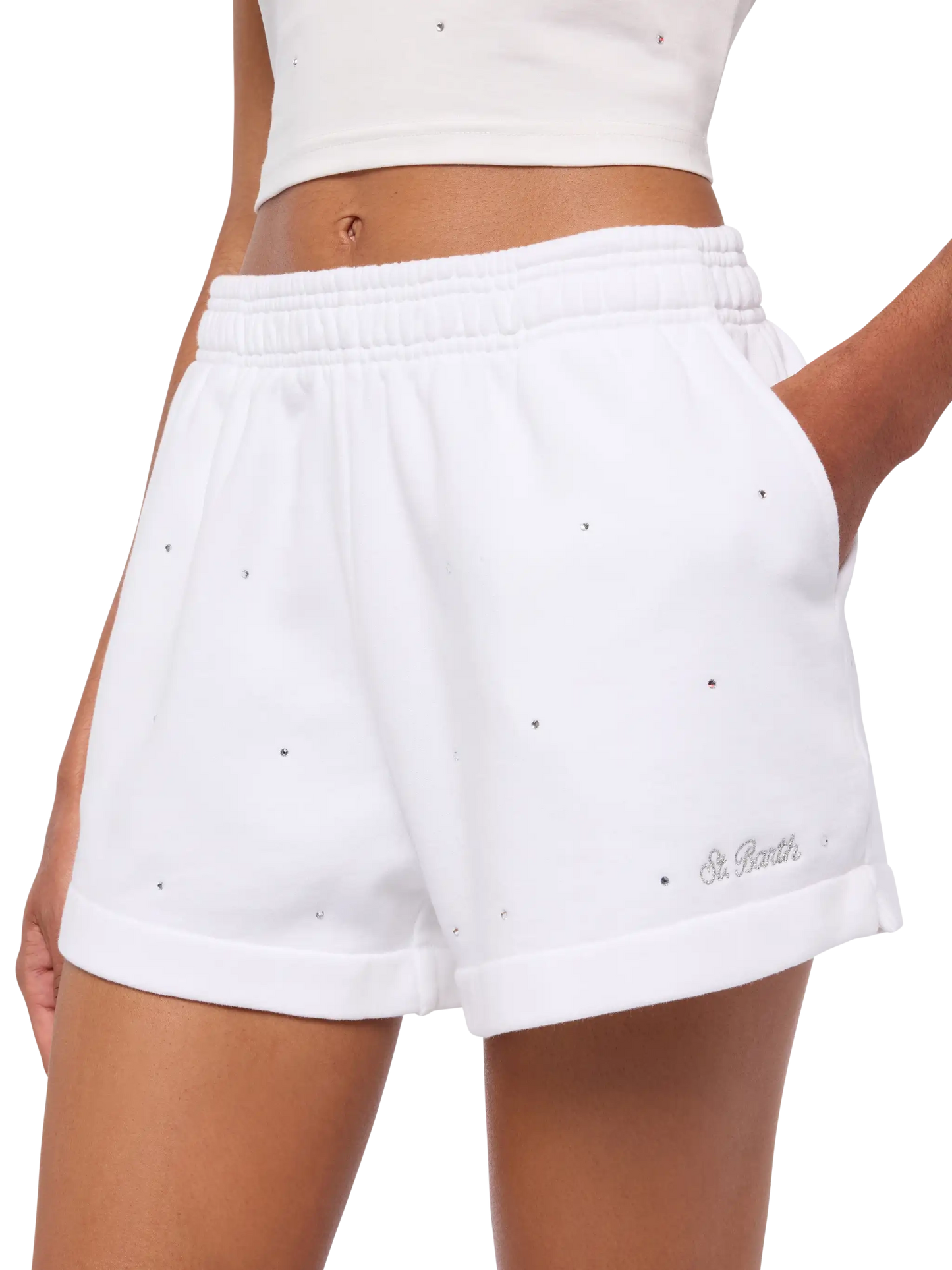 Cate light cotton shorts with rhinestones