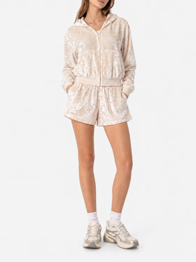 Cream chenille Cate pull up shorts