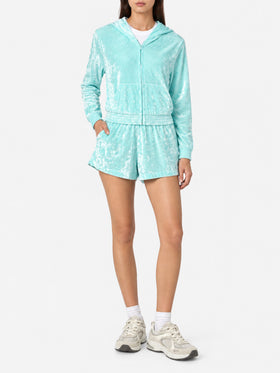 Wassergrüne Cate Shorts aus Chenille 