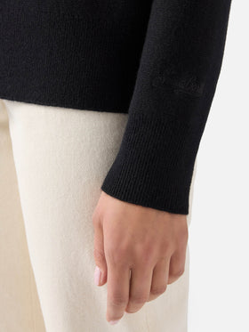 Jersey de lana Black Capucine con media cremallera 
