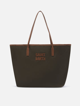 Military green Large City waxed bag with logo embroidery