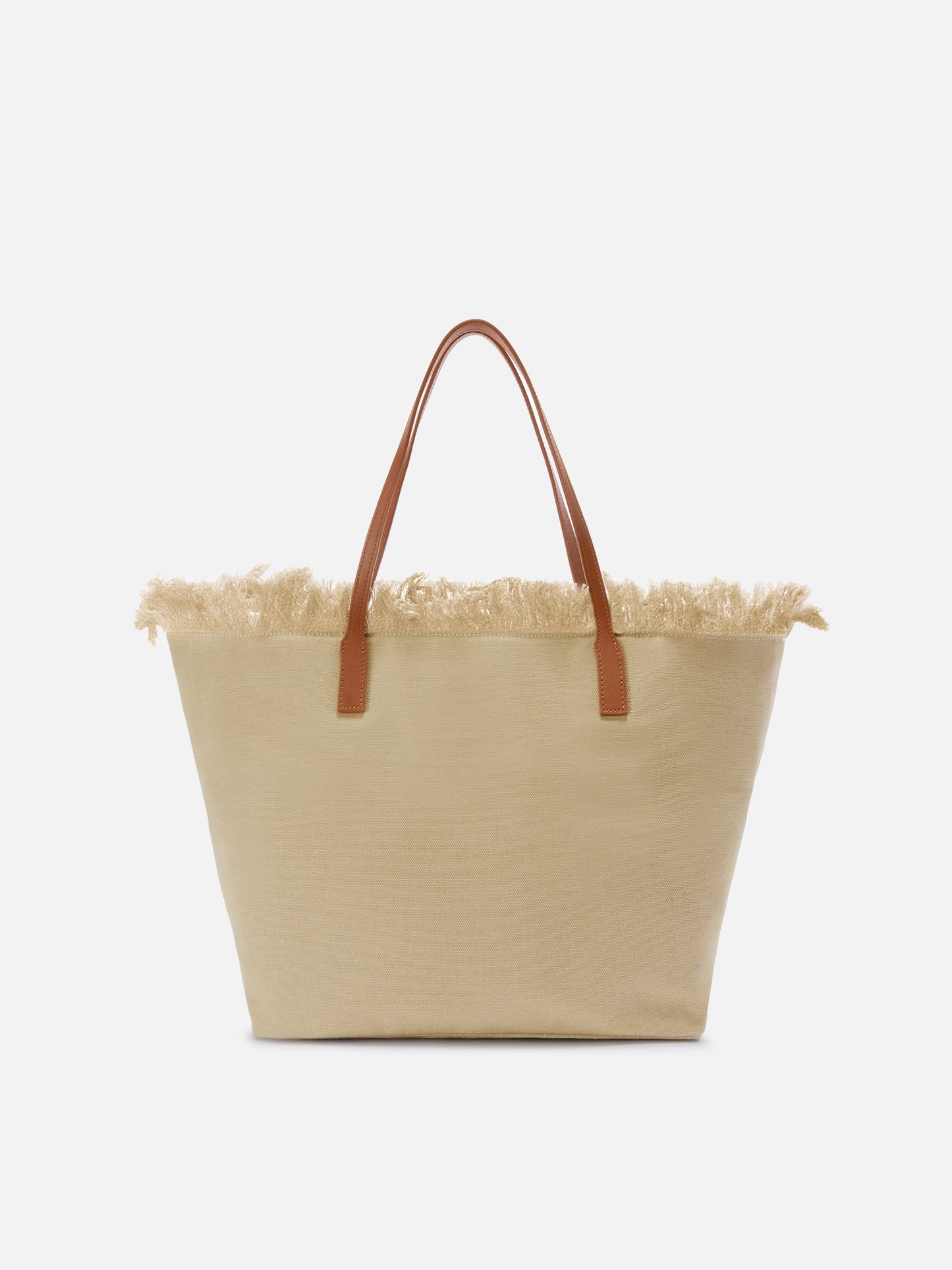 Beige regular City canvas bag with fringes