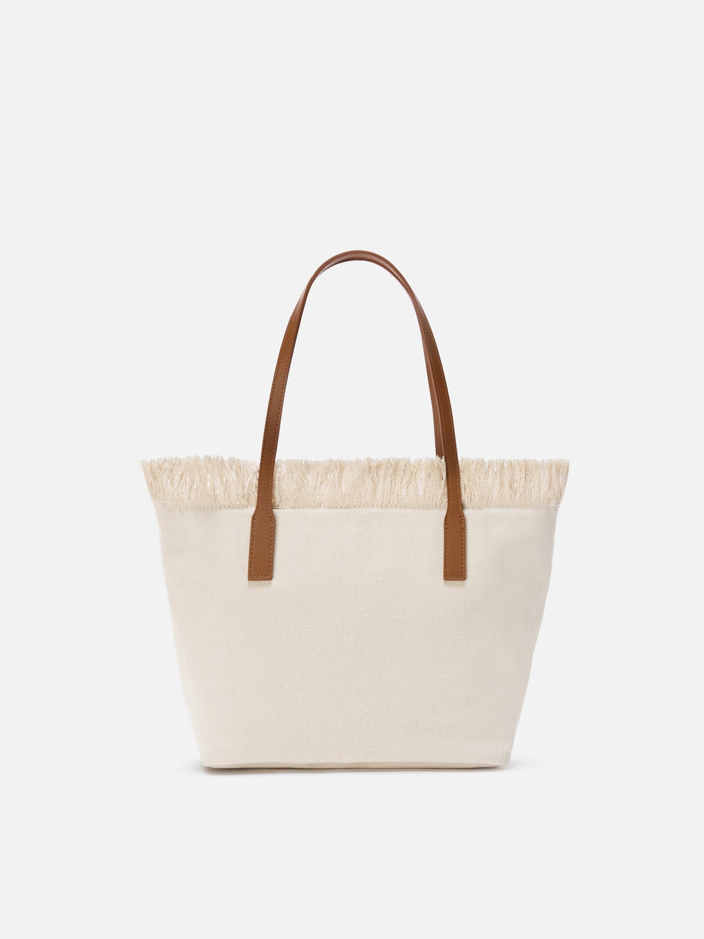 Borsa shopper City medium bianca in canvas con frange