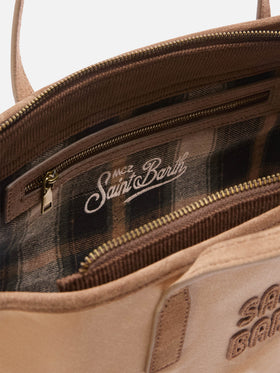 Gewachste Nut Medium City Bag mit Logostickerei 