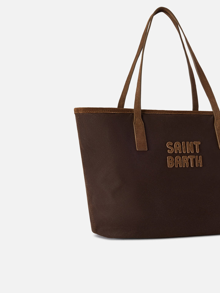 Brown Medium City waxed bag with logo embroidery