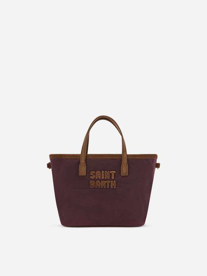 Bolso Bordeaux Mini City encerado con bordado del logo 