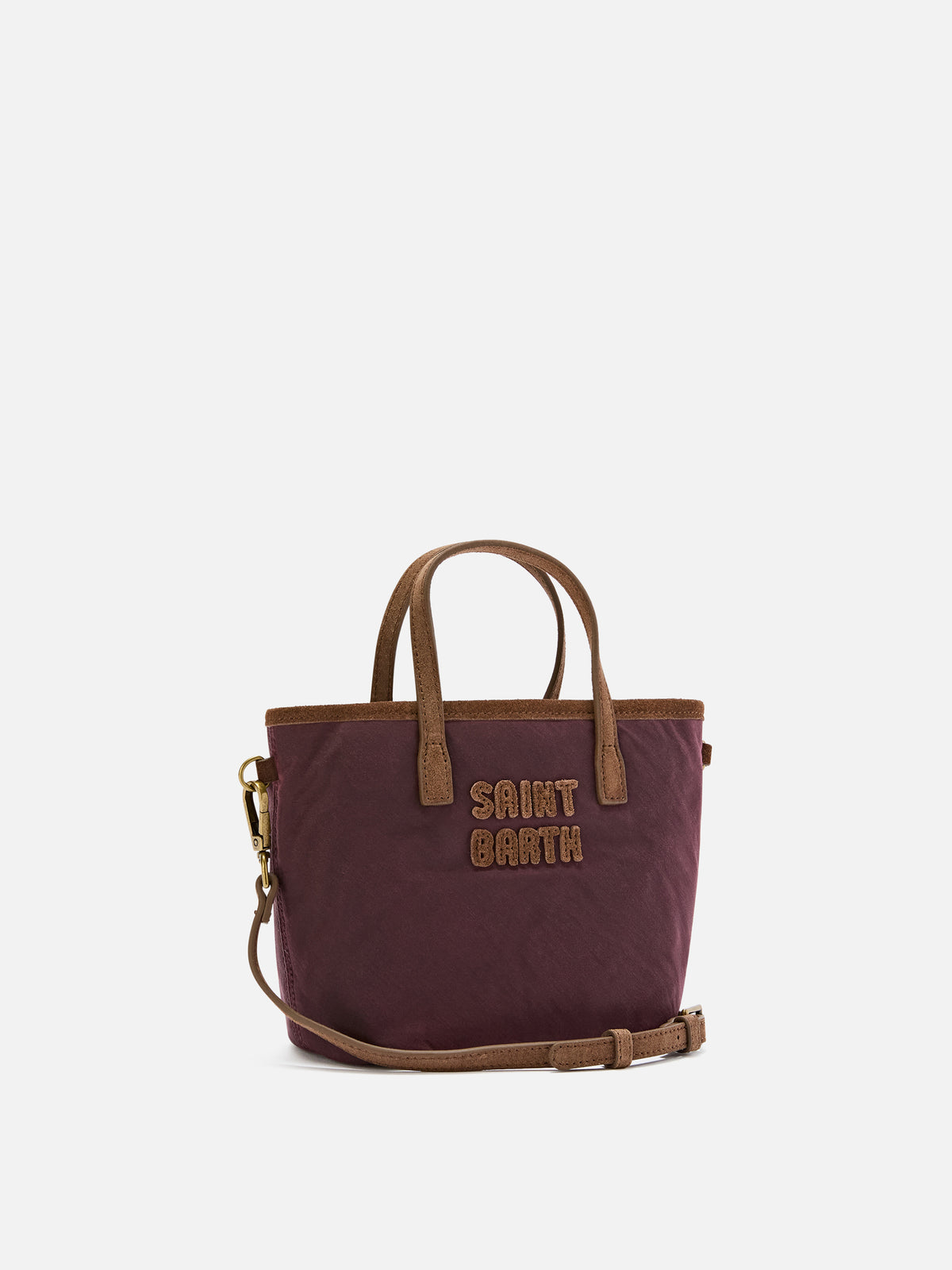 Bolso Bordeaux Mini City encerado con bordado del logo 