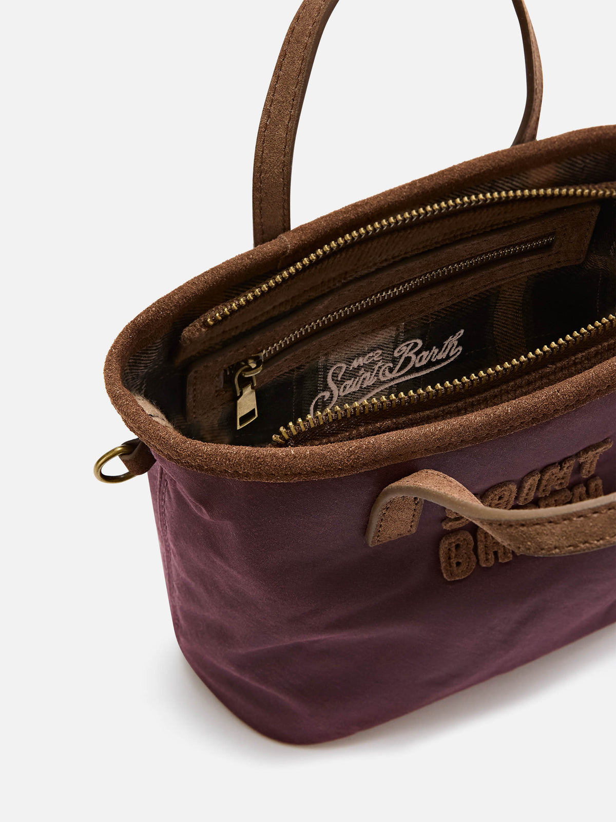 Bolso Bordeaux Mini City encerado con bordado del logo 