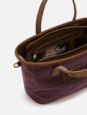 Bolso Bordeaux Mini City encerado con bordado del logo 