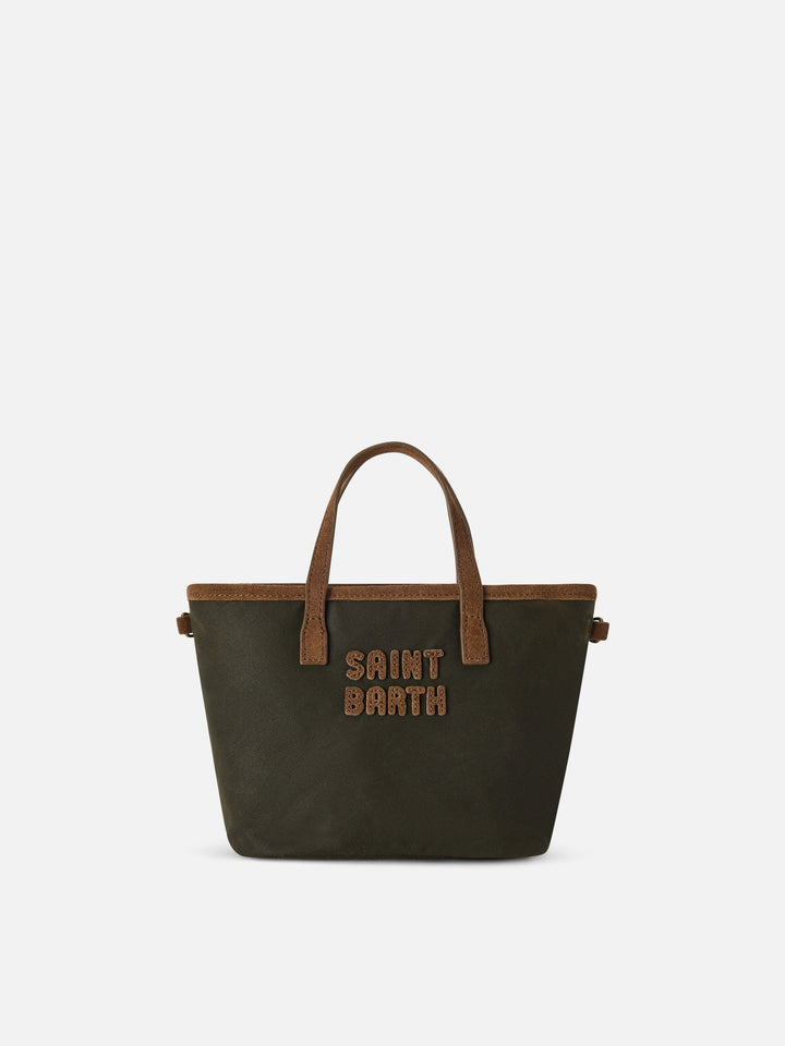 Military green Mini City waxed bag with logo embroidery