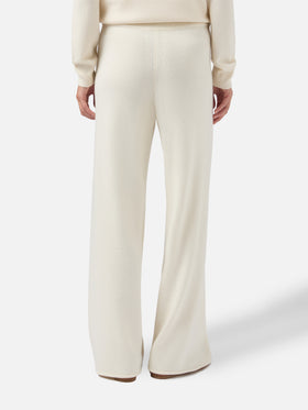 Pantaloni in maglia di cashmere bianco sporco Cambon