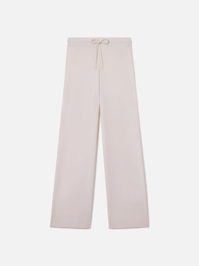 Cambon cashmere wide leg trousers in off white