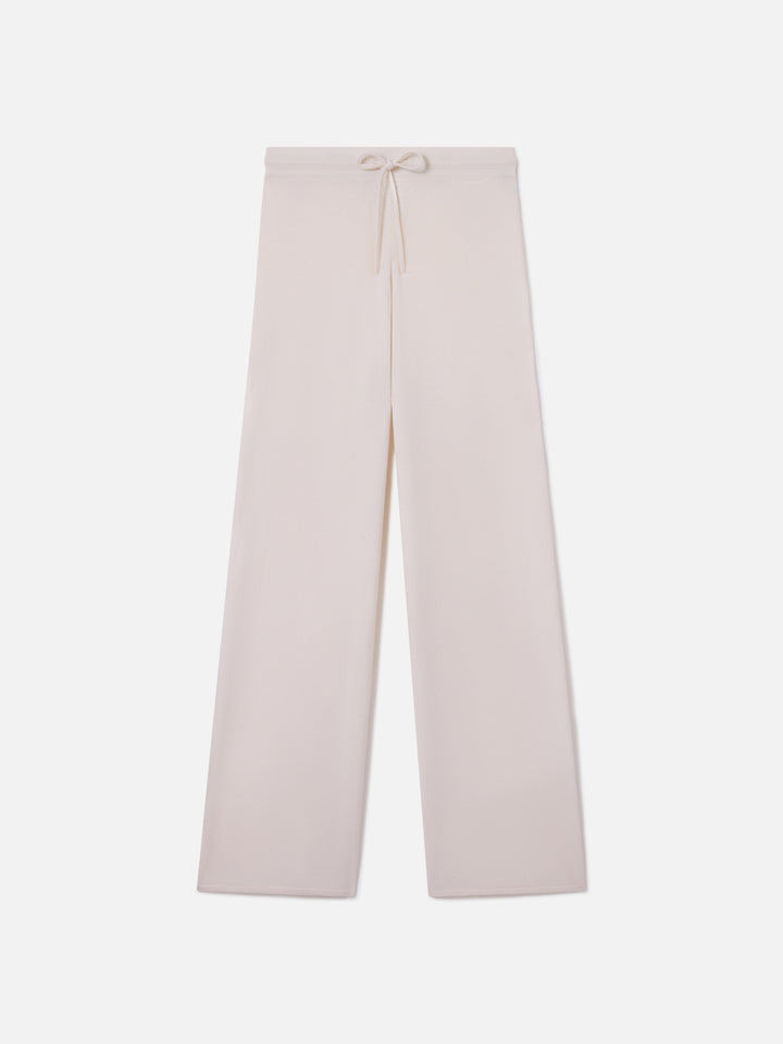 Pantalone Cambon in cashmere a gamba larga off white