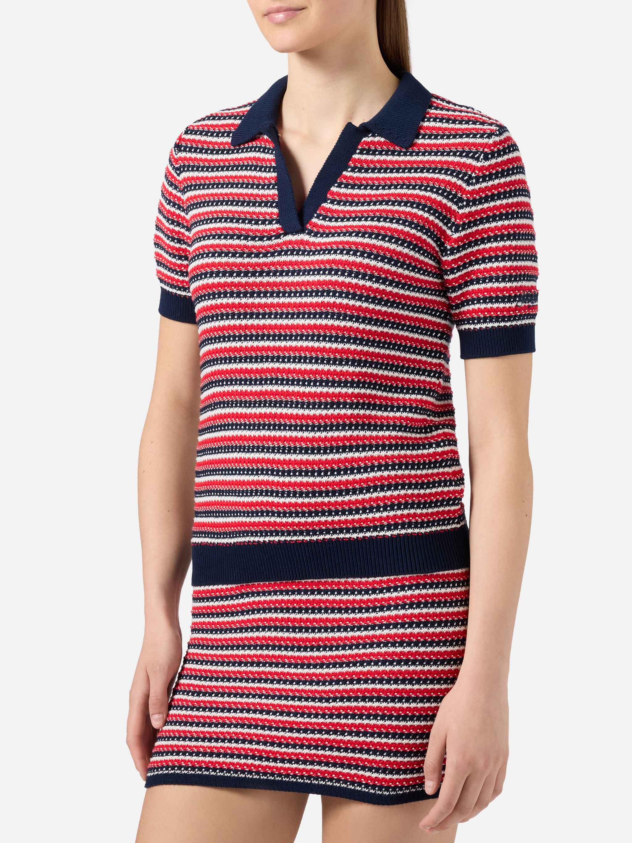 Striped Caddy Ridge cotton knit polo – MC2 Saint Barth