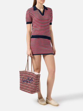 Striped Caddy Ridge cotton knit polo