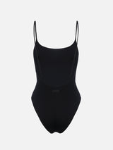 Woman black one-piece swimsuit Cecille with rhinestones