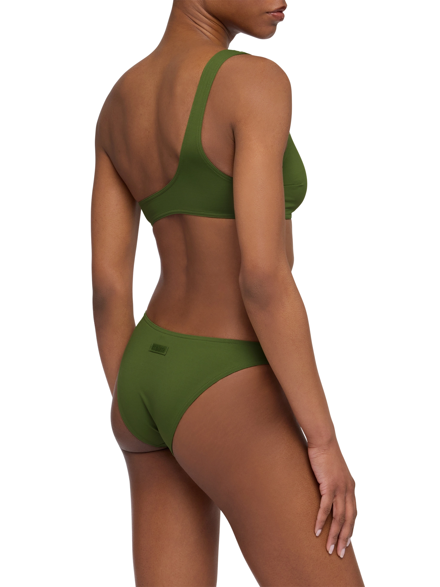 Bikini Celestine Lido verde militare con top a bralette monospalla e slip classici
