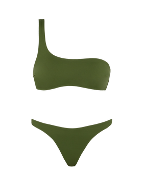 Bikini Celestine Lido verde militare con top a bralette monospalla e slip classici