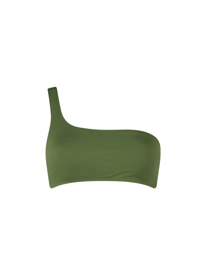 Military green one shoulder bralette top Celestine