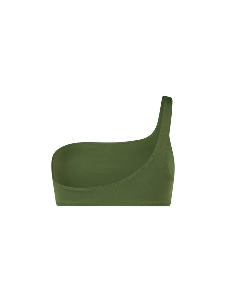 Military green one shoulder bralette top Celestine
