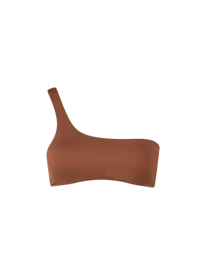 Brown one shoulder bralette top Celestine
