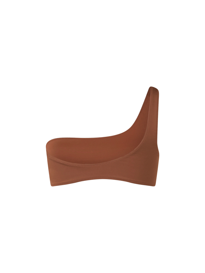 Brown one shoulder bralette top Celestine