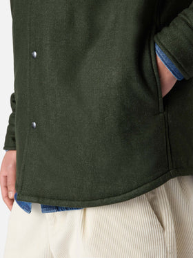 Wooly green overshirt Chalet with St. Barth embroidery