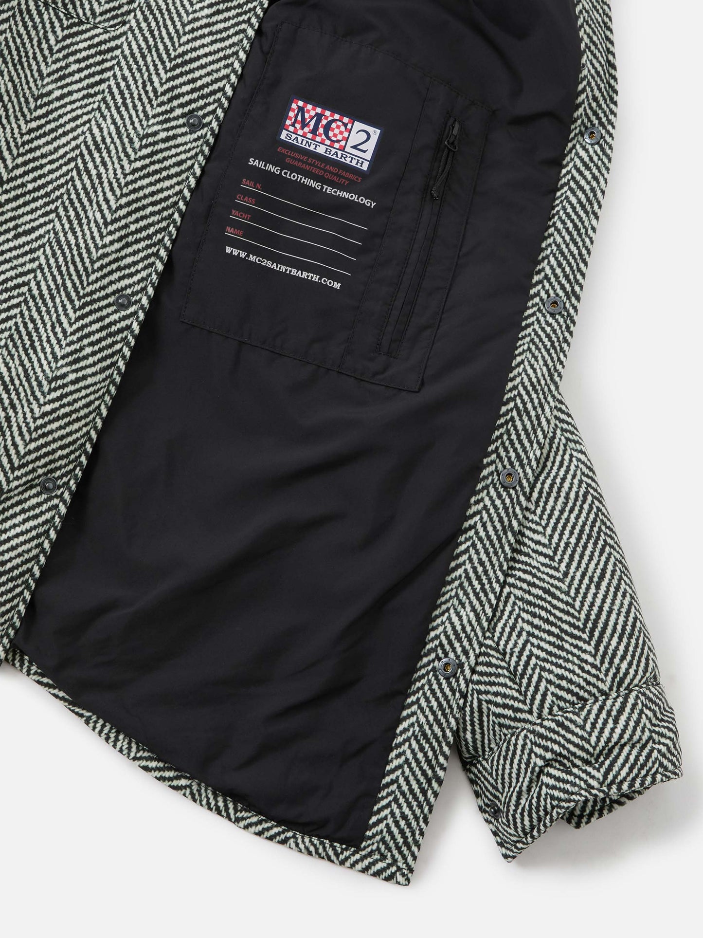 Sovracamicia in tessuto tecnico Chalet con stampa a spina di pesce