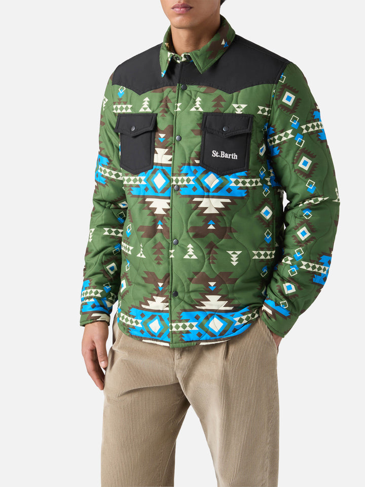 Sovracamicia imbottitaChalet con stampa etnica e tasche a toppa
