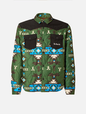 Sovracamicia imbottitaChalet con stampa etnica e tasche a toppa