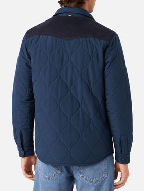 Navy blue Chalet Tex suede-effect padded jacket