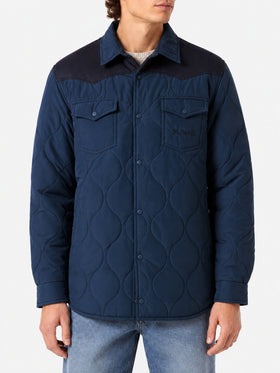 Navy blue Chalet Tex suede-effect padded jacket