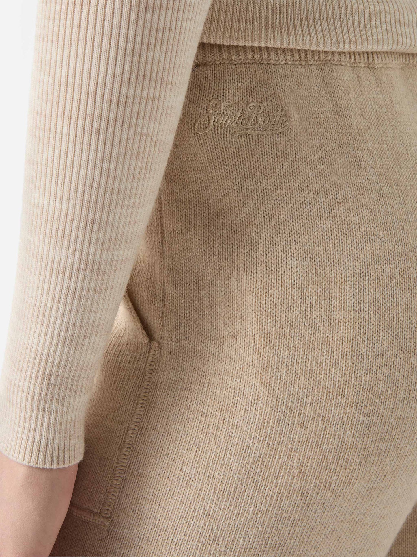 Pantaloni jogger beige Charlie in misto cashmere