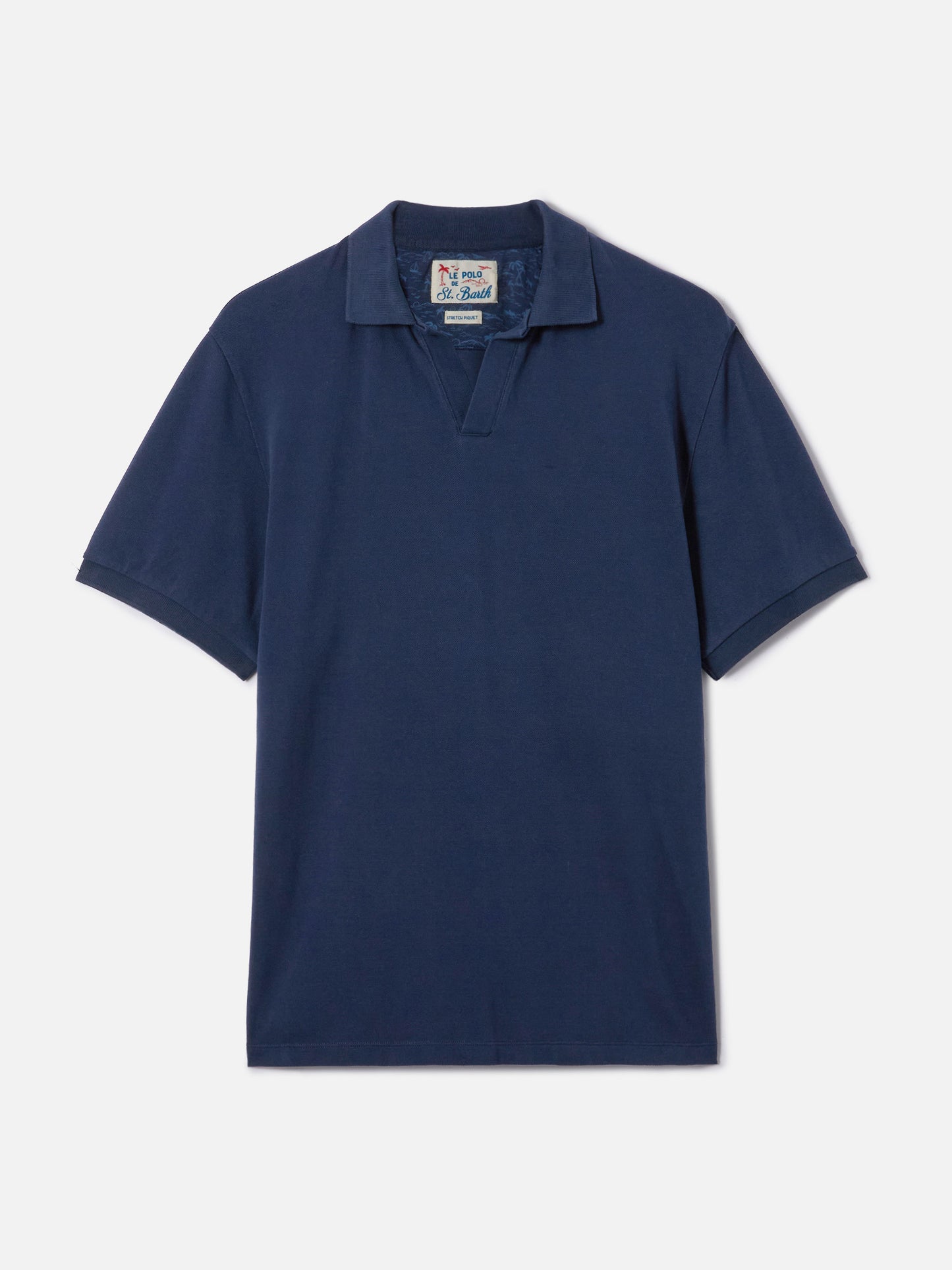Charles polo in navy blue cotton piquet