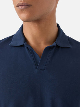 Charles polo in navy blue cotton piquet