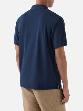 Charles polo in navy blue cotton piquet