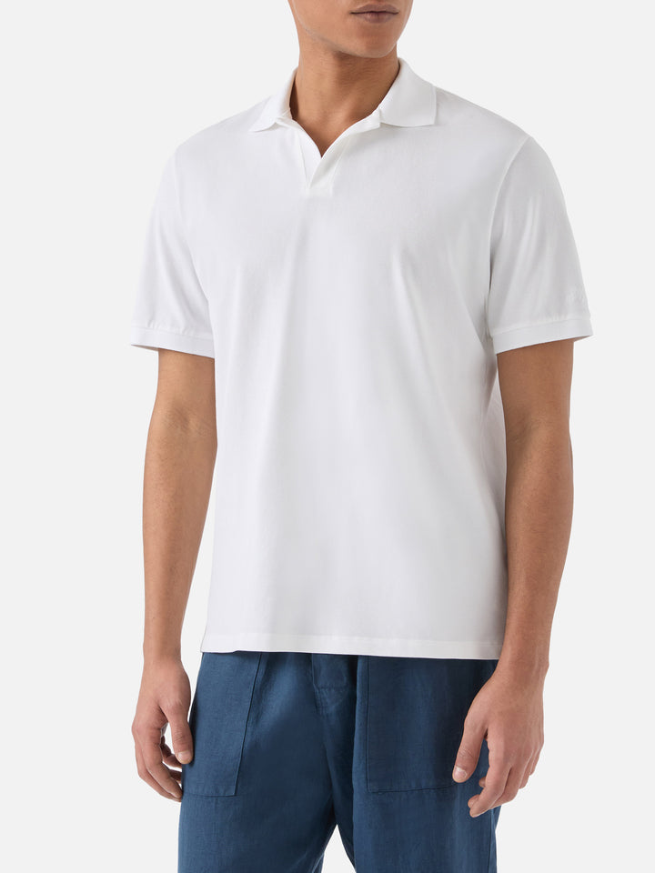 Charles polo in white cotton piquet