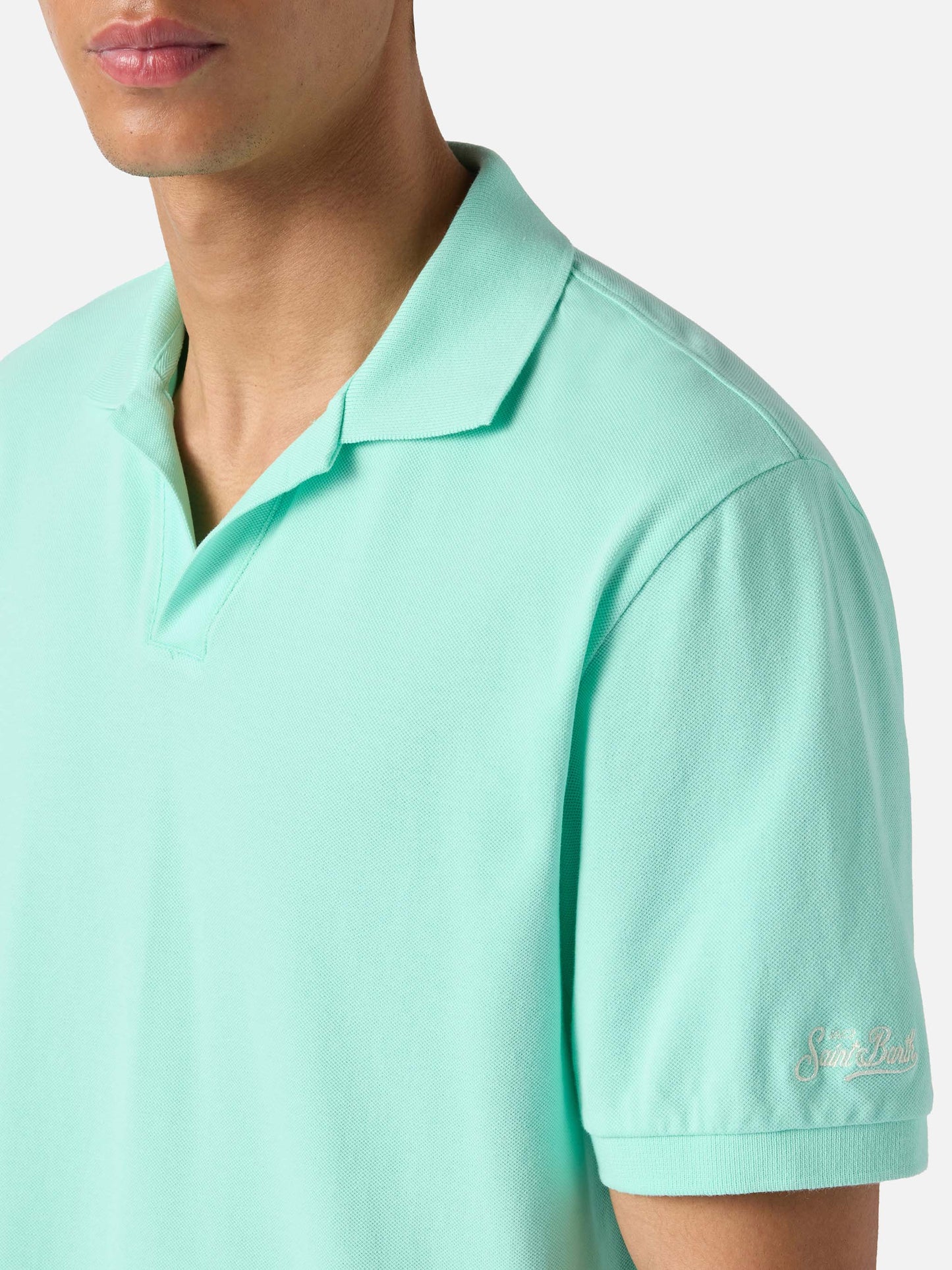 Polo Charles in piquet di cotone verde menta