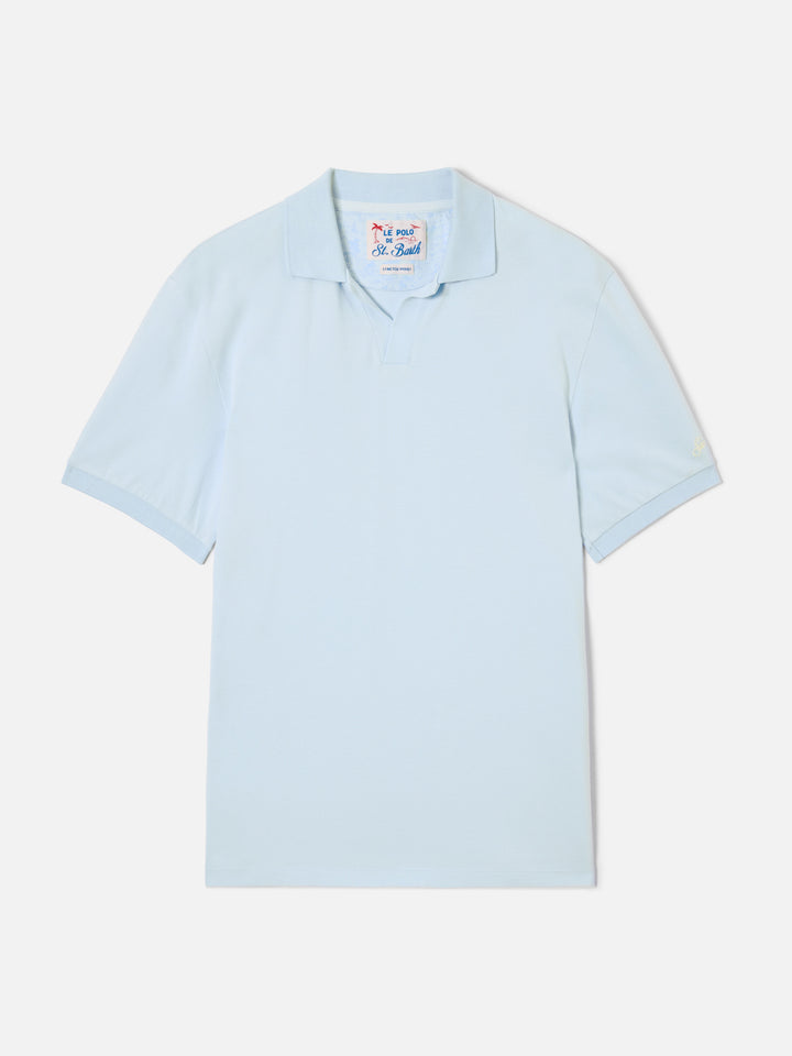 Charles polo in light blue cotton piquet