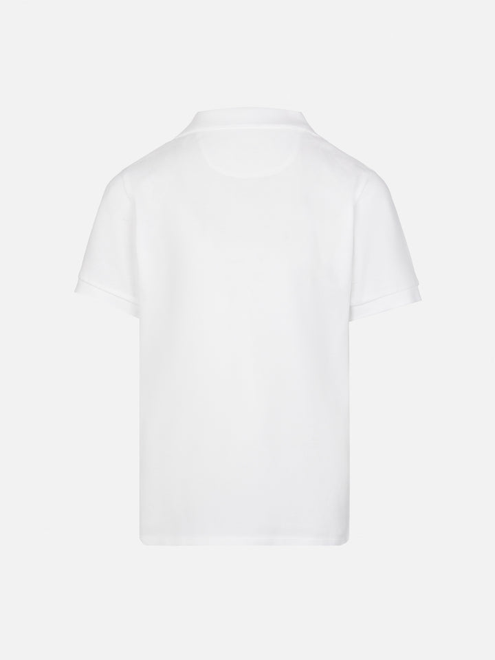 White cotton piquet buttonless polo shirt Charles Jr