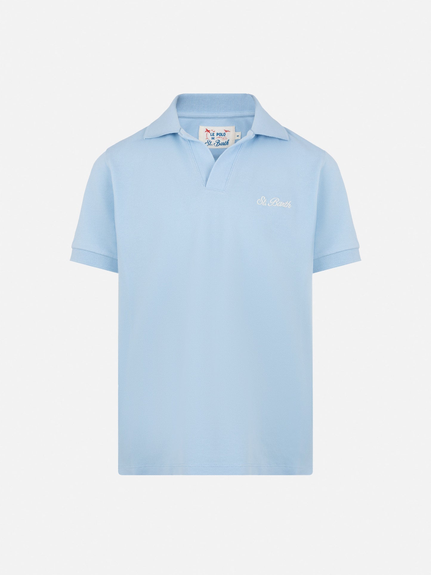 Light blue cotton piquet buttonless polo shirt Charles Jr
