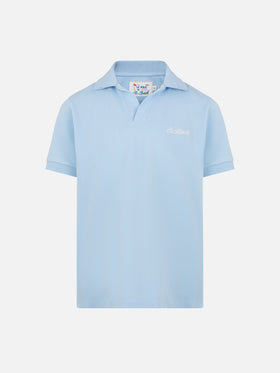 Light blue cotton piquet buttonless polo shirt Charles Jr