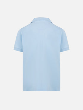 Light blue cotton piquet buttonless polo shirt Charles Jr