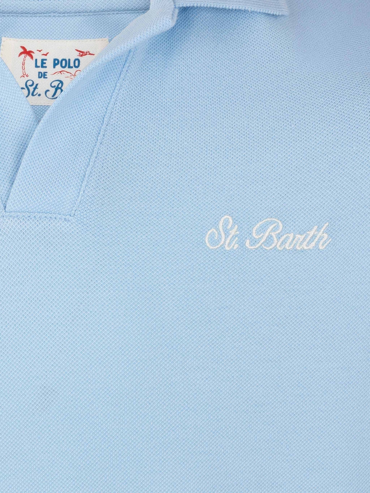 Light blue cotton piquet buttonless polo shirt Charles Jr