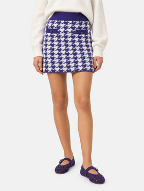 Gonna Chatel in maglia con fantasia pied de poule viola