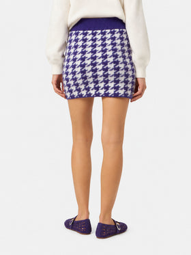 Gonna Chatel in maglia con fantasia pied de poule viola
